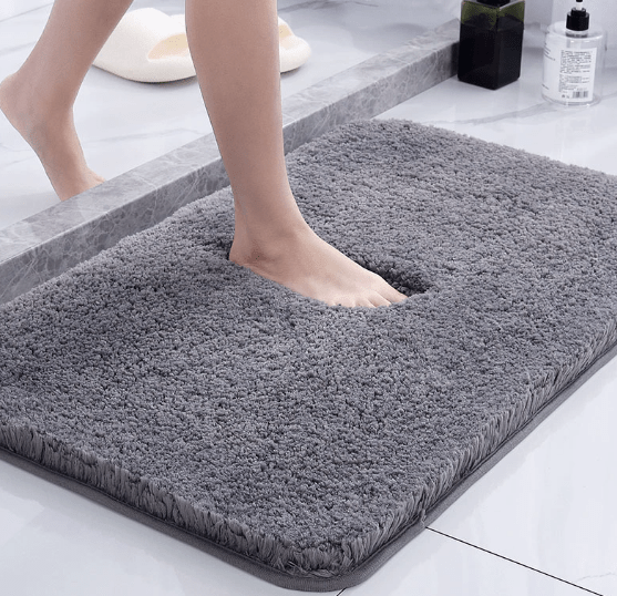 Plush Bathroom Mat with Soft Top and Grip Bottom