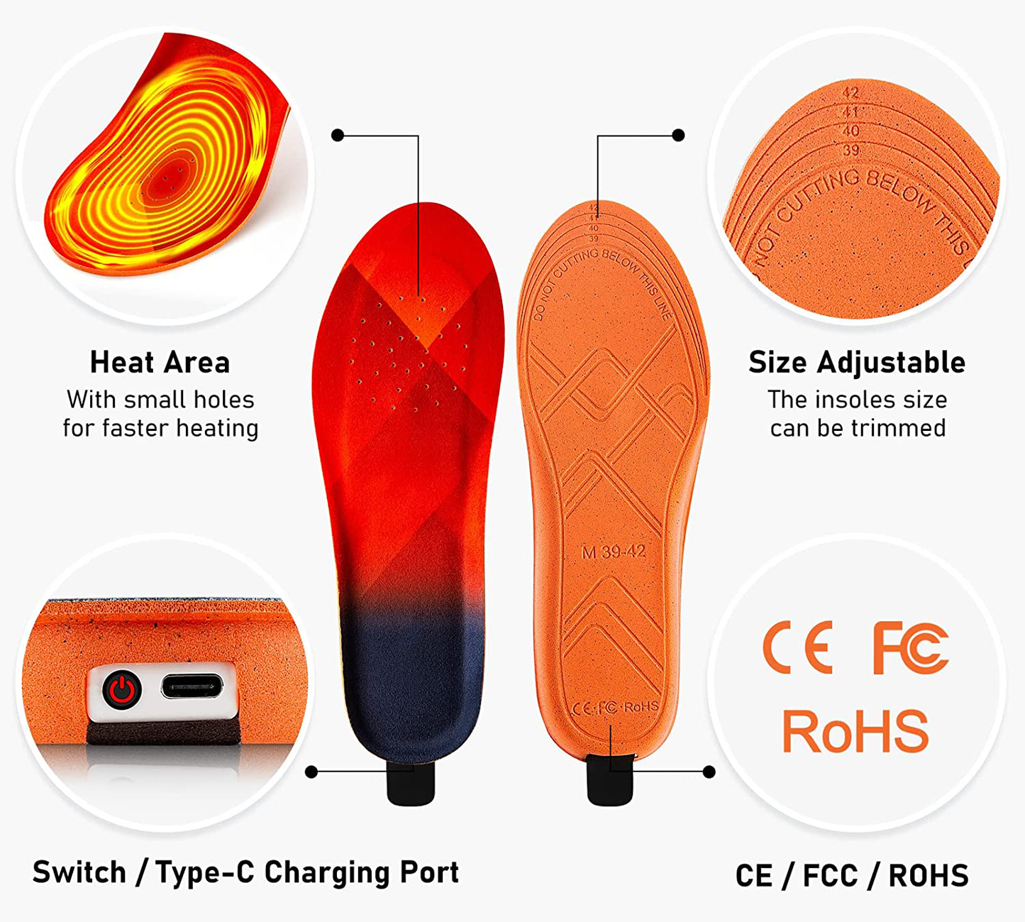 Warm Electric Heated Insoles with Remote Control