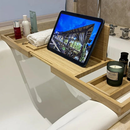 Natural Bamboo Bath Tub Caddy
