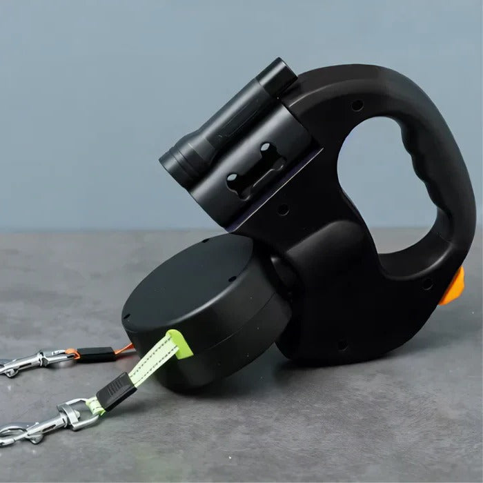 Reflective Adjustable Double Dog Leash with LED Night Light - Cofik
