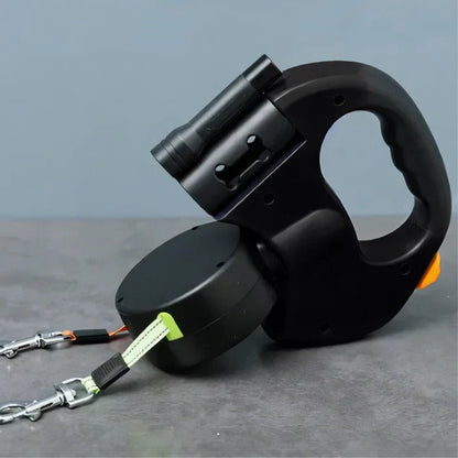 Reflective Adjustable Double Dog Leash with LED Night Light - Cofik