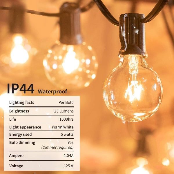 Outdoor Fairy String Lights with Waterproof Bulbs