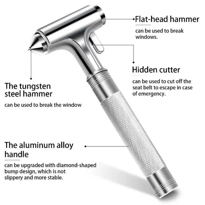 Compact Car Rescue Tool with Glass Breaker & Cutter