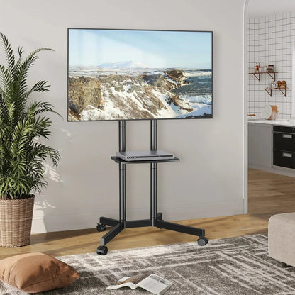 Portable TV Cart with Wheels and Storage Shelf - Cofik