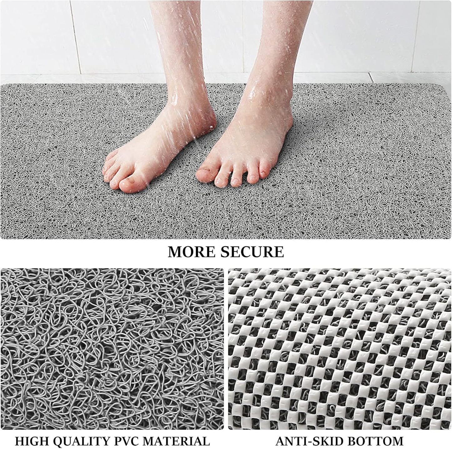 Soft Grip Bathroom Mat Anti Slip Mildew Resistant
