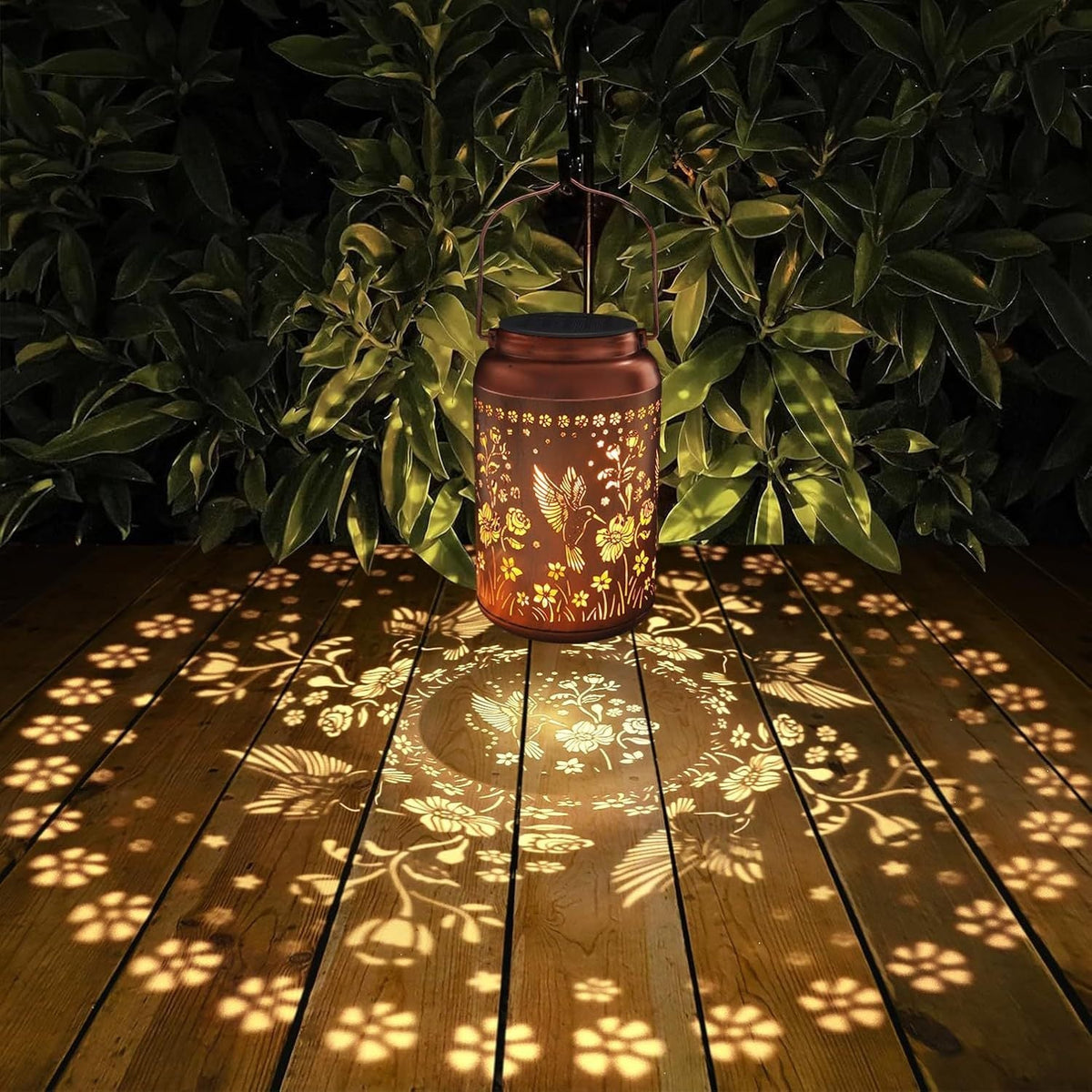 Intricate Metal Shadow Projection Table Lamp with Rechargeable LED