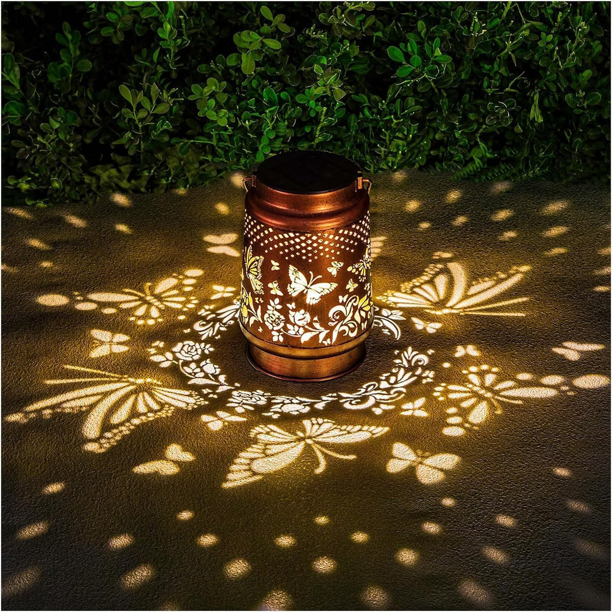 Intricate Metal Shadow Projection Table Lamp with Rechargeable LED