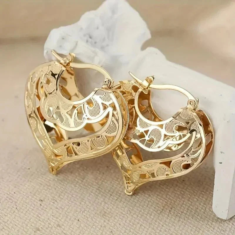 Delicate Heart Shaped Gold Earrings - Cofik