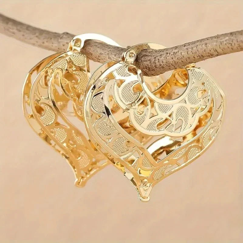 Delicate Heart Shaped Gold Earrings