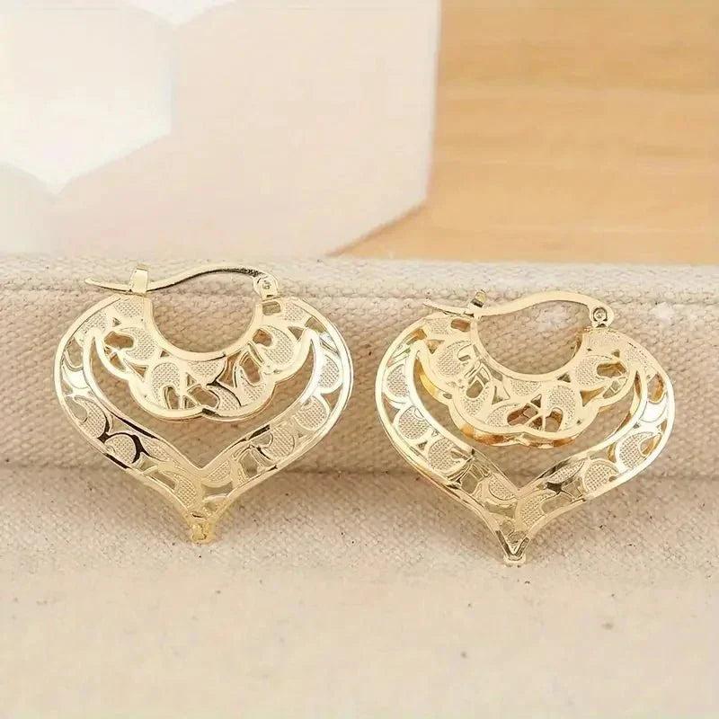 Delicate Heart Shaped Gold Earrings