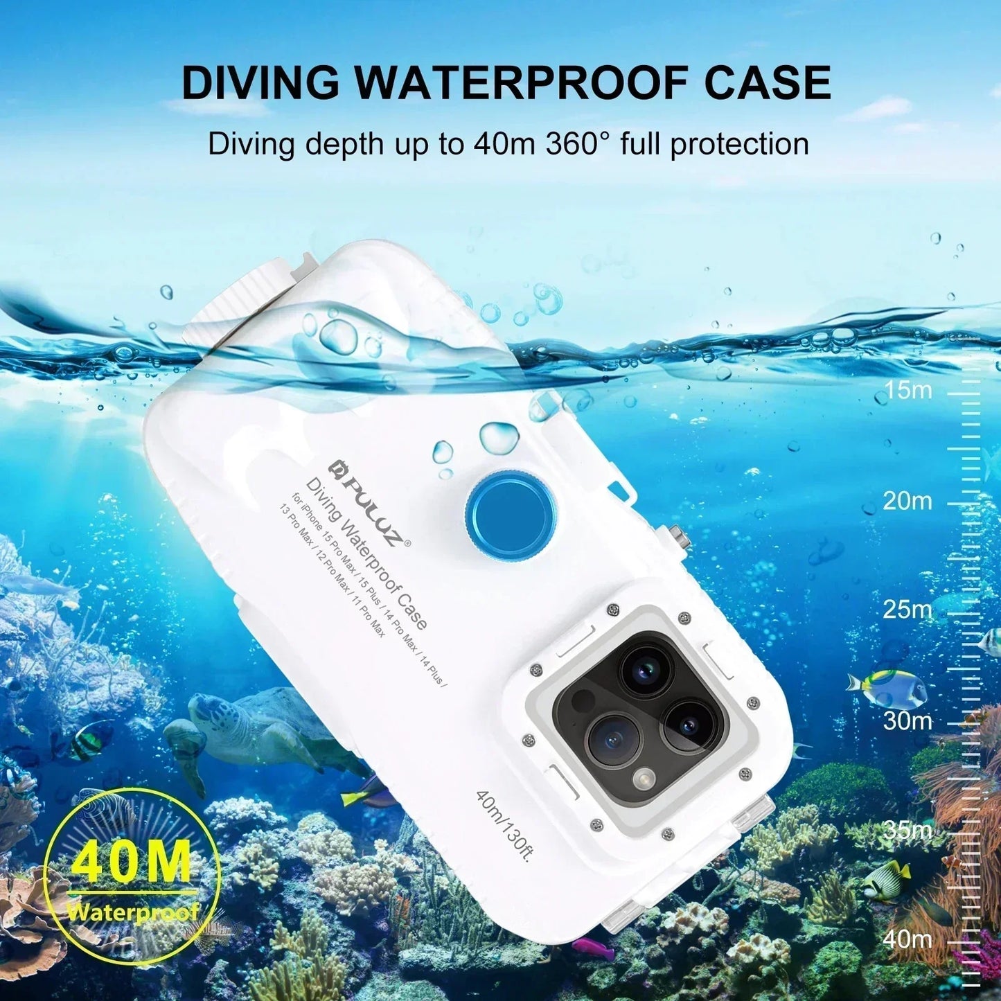 Heavy Duty 40M Waterproof iPhone Phone Case - Cofik