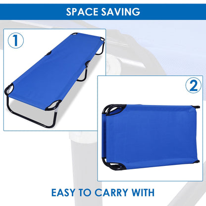 Compact Lightweight Blue Collapsible Camping Bed