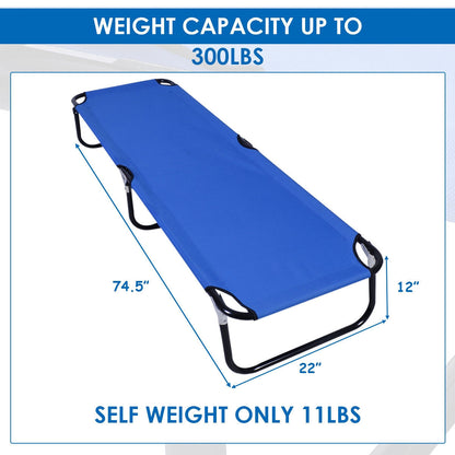 Compact Lightweight Blue Collapsible Camping Bed