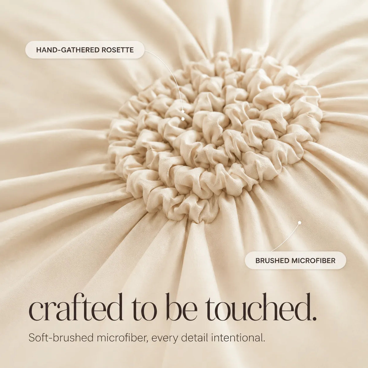 Ivory Tufted Rosette Comforter Cover Set with Shams