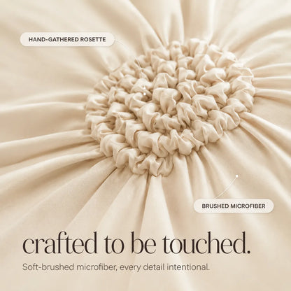 Ivory Tufted Rosette Comforter Cover Set with Shams