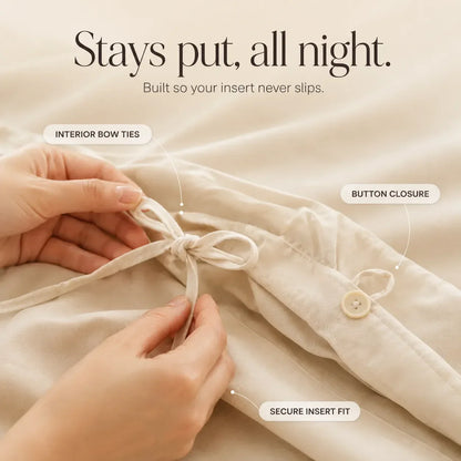 Ivory Tufted Rosette Comforter Cover Set with Shams