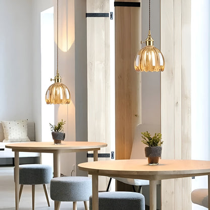 Pendant Light with Floral Glass Shade