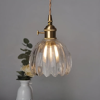 Pendant Light with Floral Glass Shade