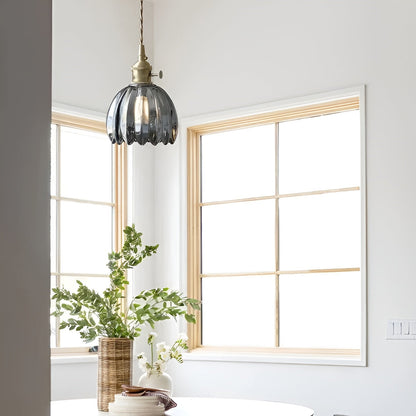 Pendant Light with Floral Glass Shade
