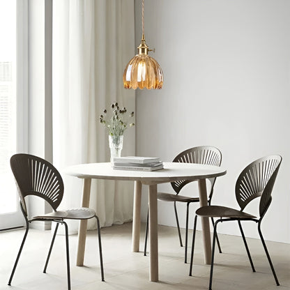 Pendant Light with Floral Glass Shade