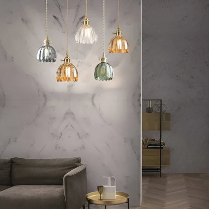 Pendant Light with Floral Glass Shade