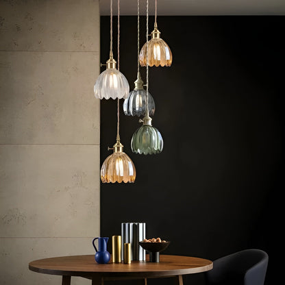 Pendant Light with Floral Glass Shade