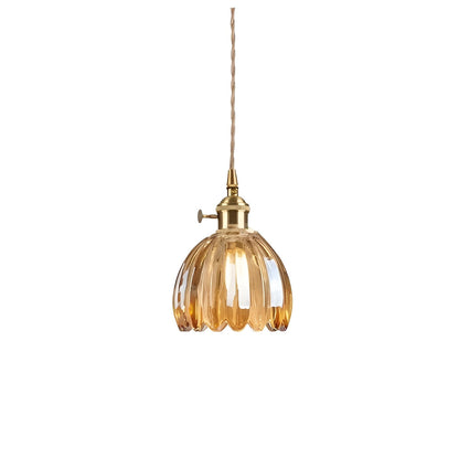 Pendant Light with Floral Glass Shade