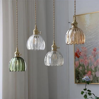 Pendant Light with Floral Glass Shade