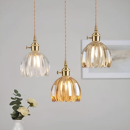 Pendant Light with Floral Glass Shade