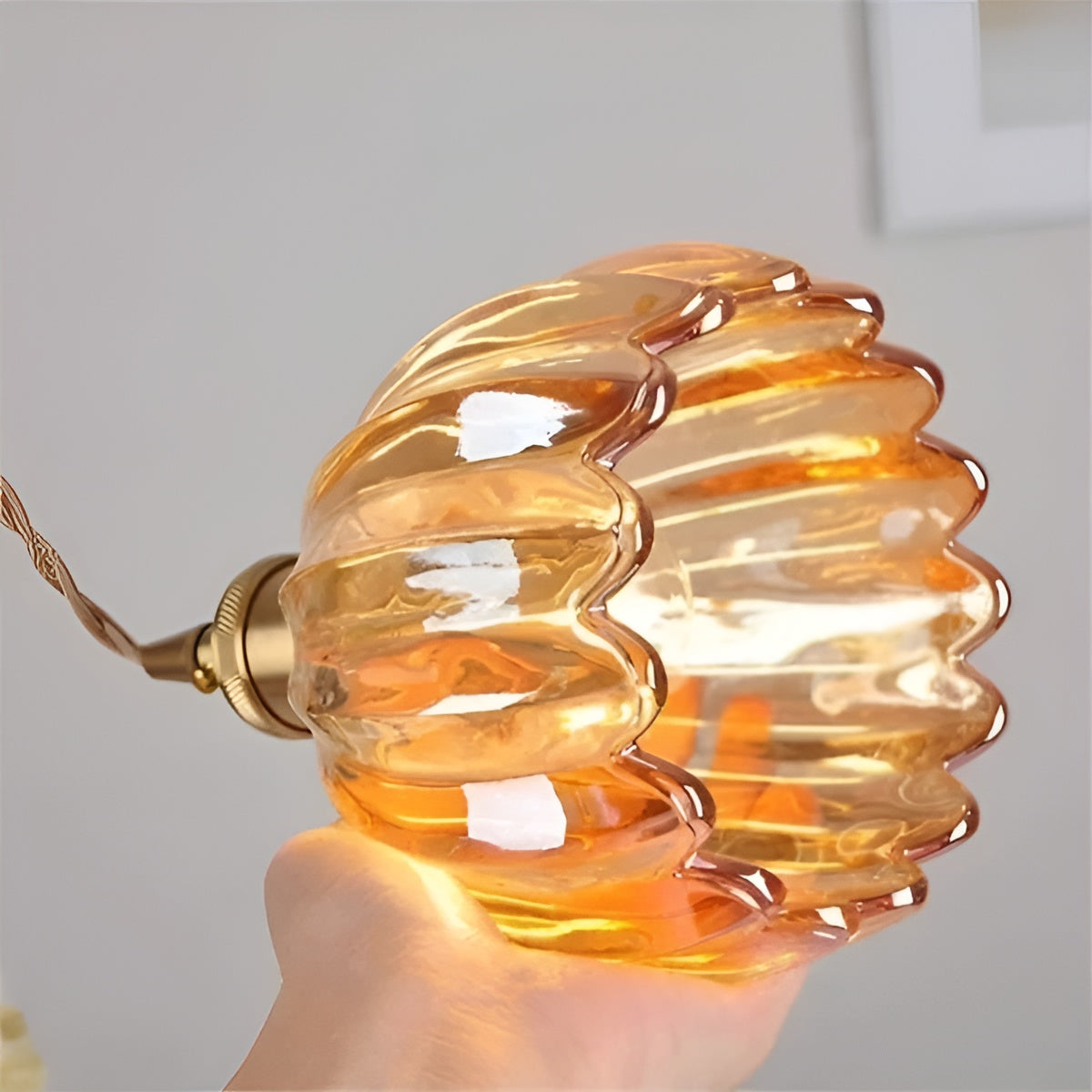 Pendant Light with Floral Glass Shade