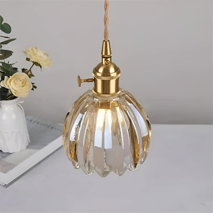 Pendant Light with Floral Glass Shade