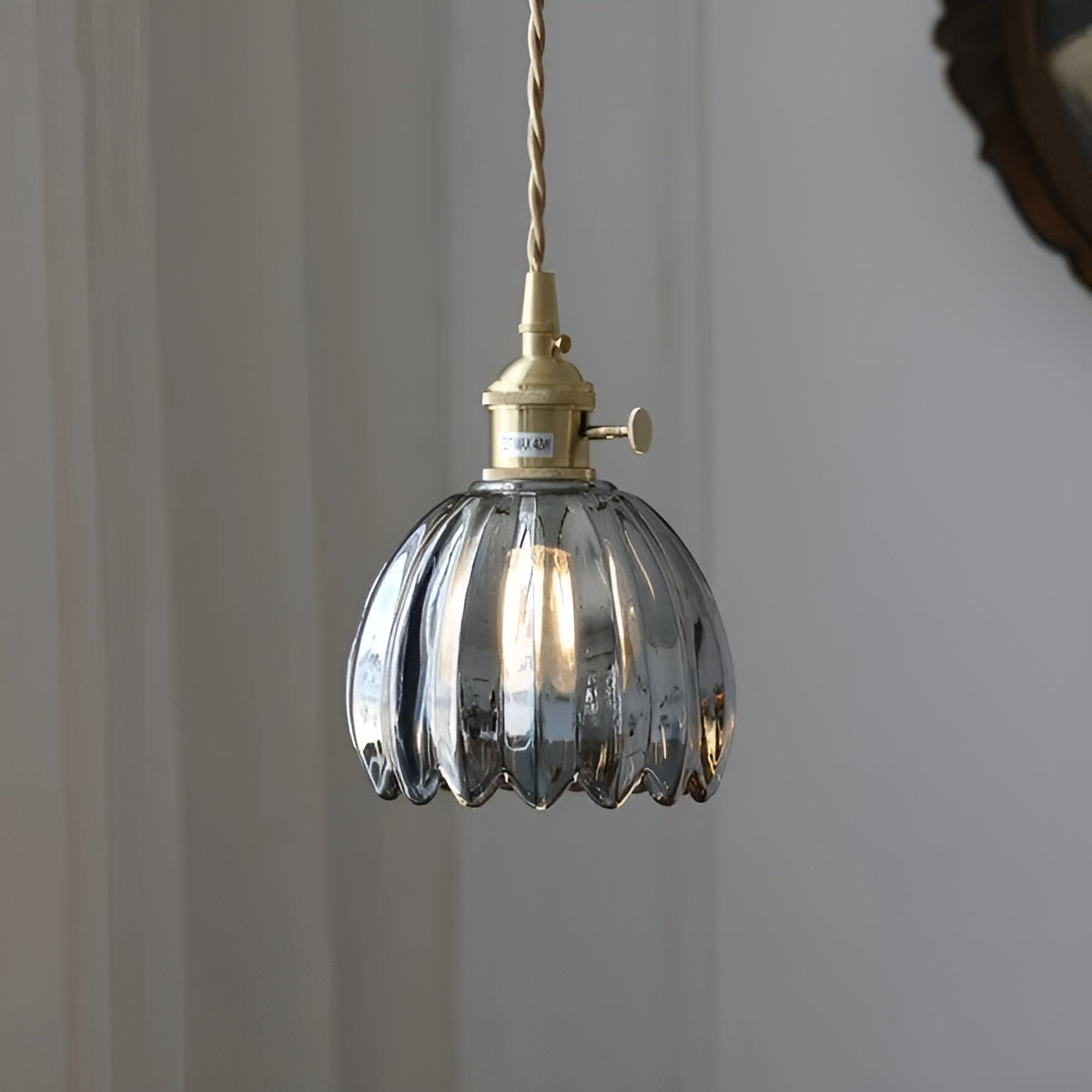 Pendant Light with Floral Glass Shade