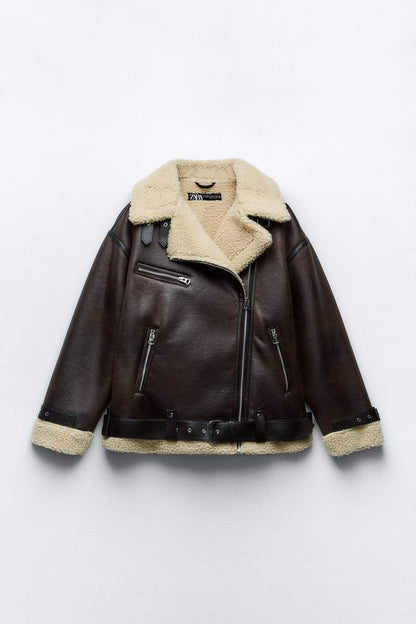 Karina | Jacket with Lapels made of Synthetic Material