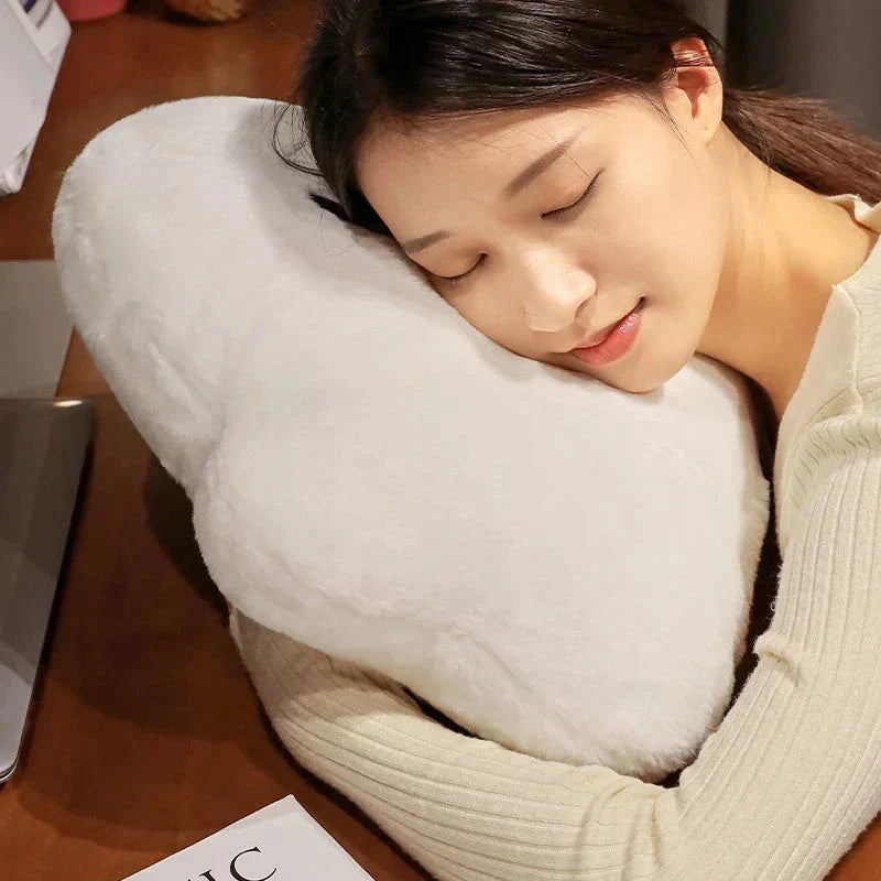 Soft White Fluffy Plush Pillow