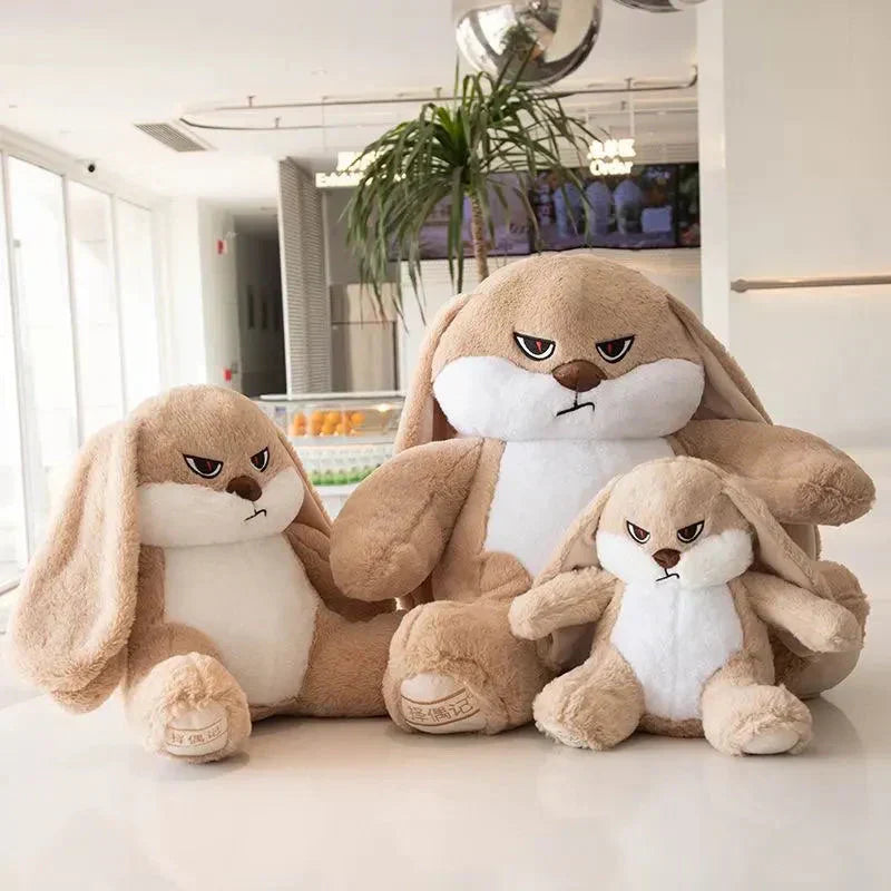 Cute Angry Beige Bunny Soft Toy