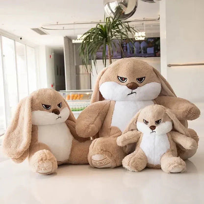 Cute Angry Beige Bunny Soft Toy