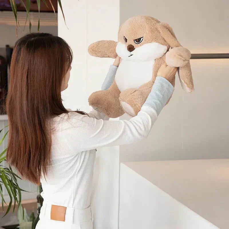Cute Angry Beige Bunny Soft Toy