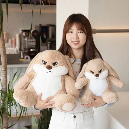 Cute Angry Beige Bunny Soft Toy