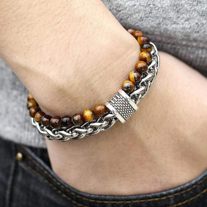 Men's Brown Leather Wrap Bracelet - Cofik