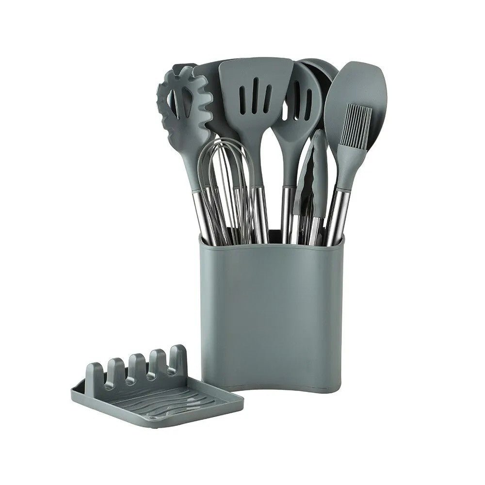 Premium Kitchen Utensil Set with Silicone & Wooden Handles - Cofik