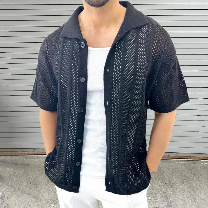 Knitted Shirt with Classic Collar