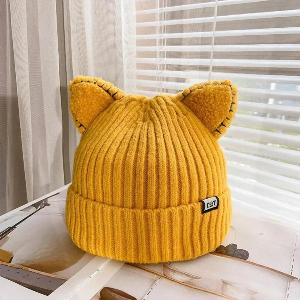 Knitted Winter Hat with Cat Ears - PurrWarm