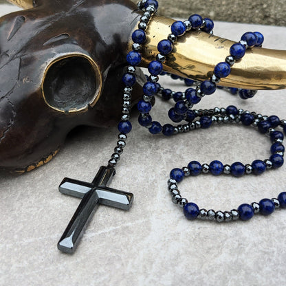 Bohemian Tiger Eye and Lapis Lazuli Men's Necklace