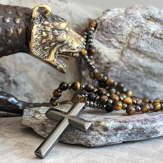 Bohemian Tiger Eye and Lapis Lazuli Men's Necklace - Cofik