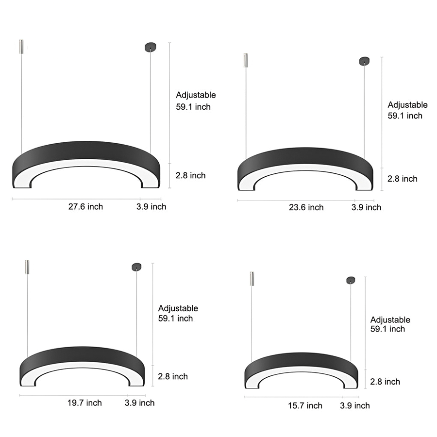 Modern Half Round LED Pendant Office Light