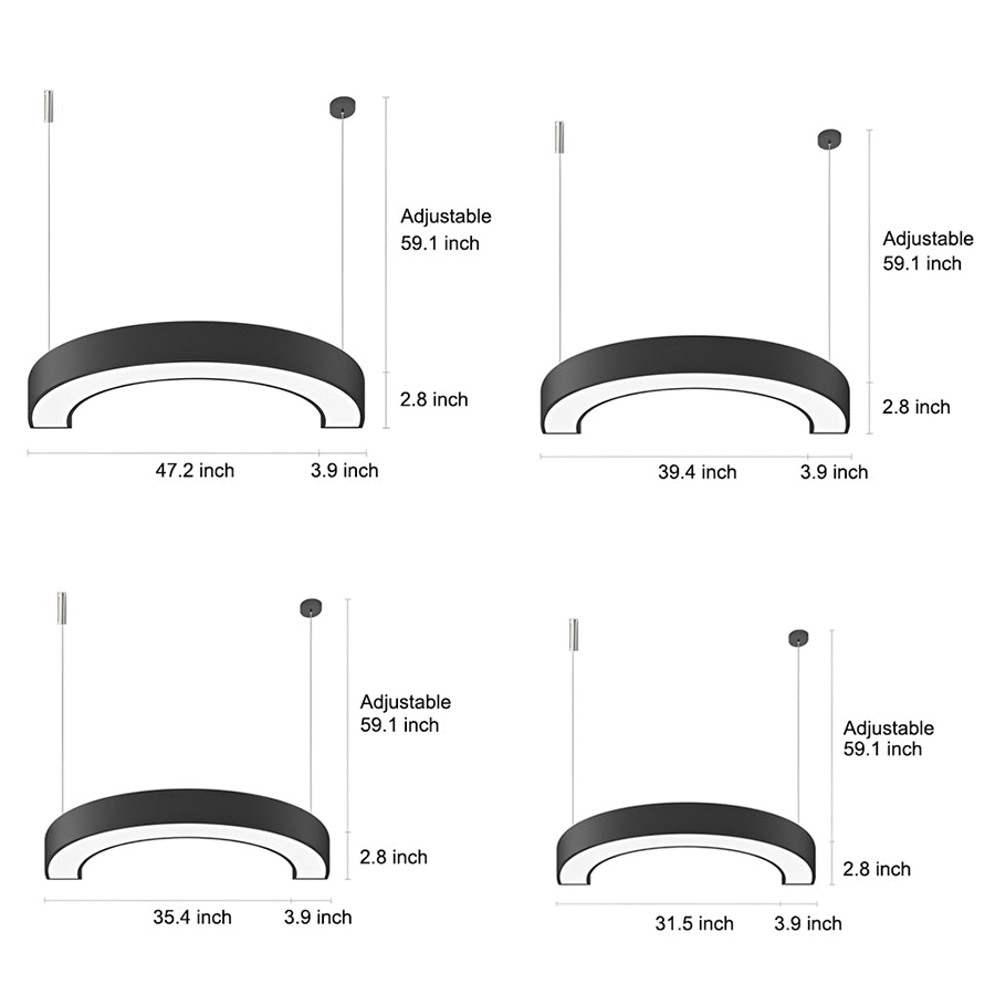 Modern Half Round LED Pendant Office Light