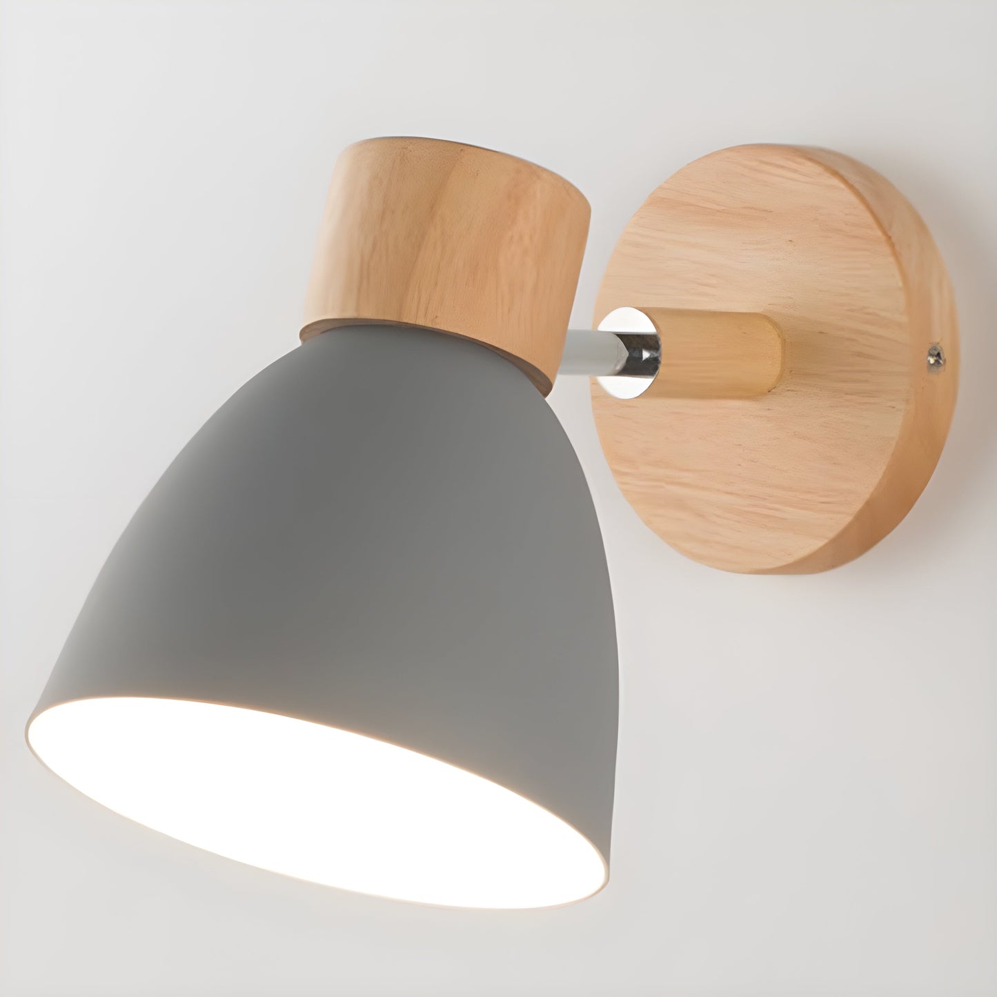 Rustic Wooden Bedroom Wall Light with Switch