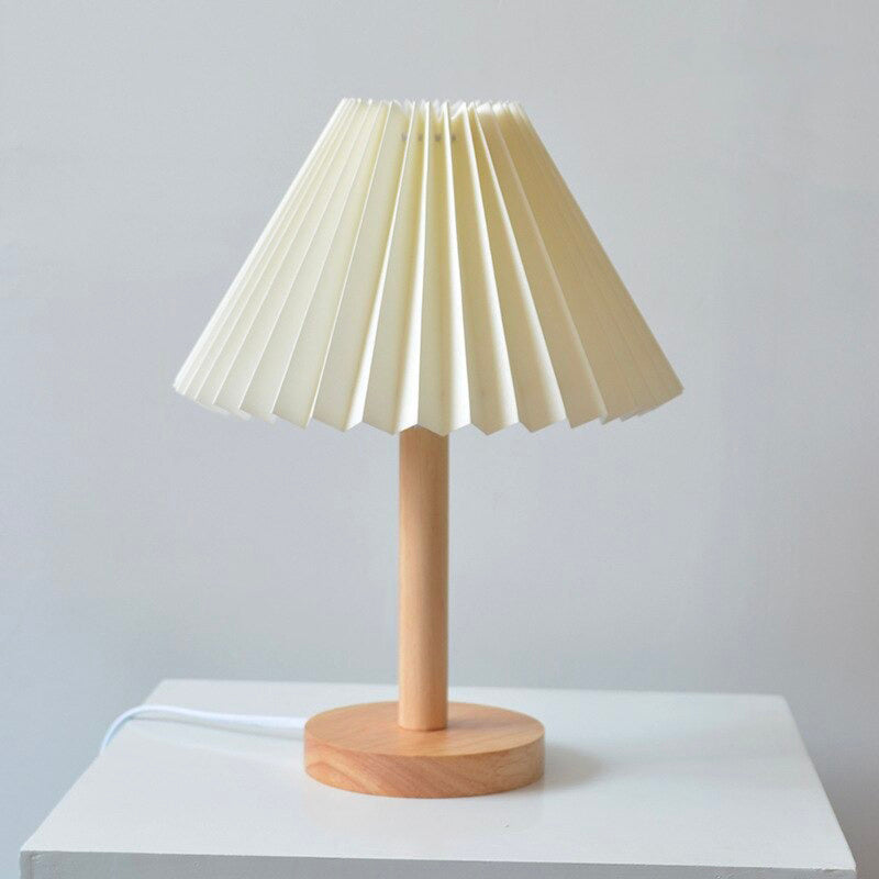 Rustic Bedside Table Lamp with Folded Shade