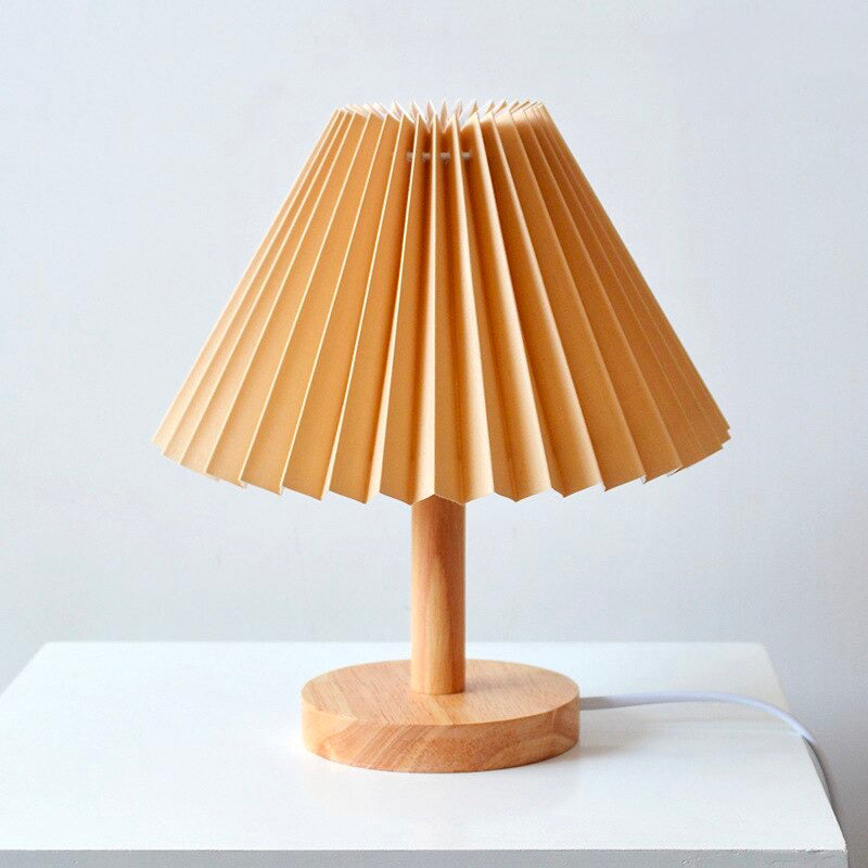 Rustic Bedside Table Lamp with Folded Shade