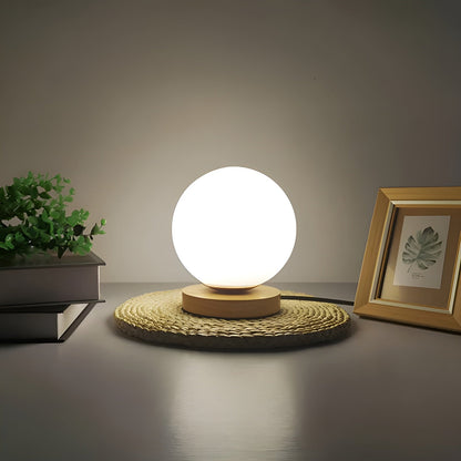 Warm Wooden Glass Table Lamp